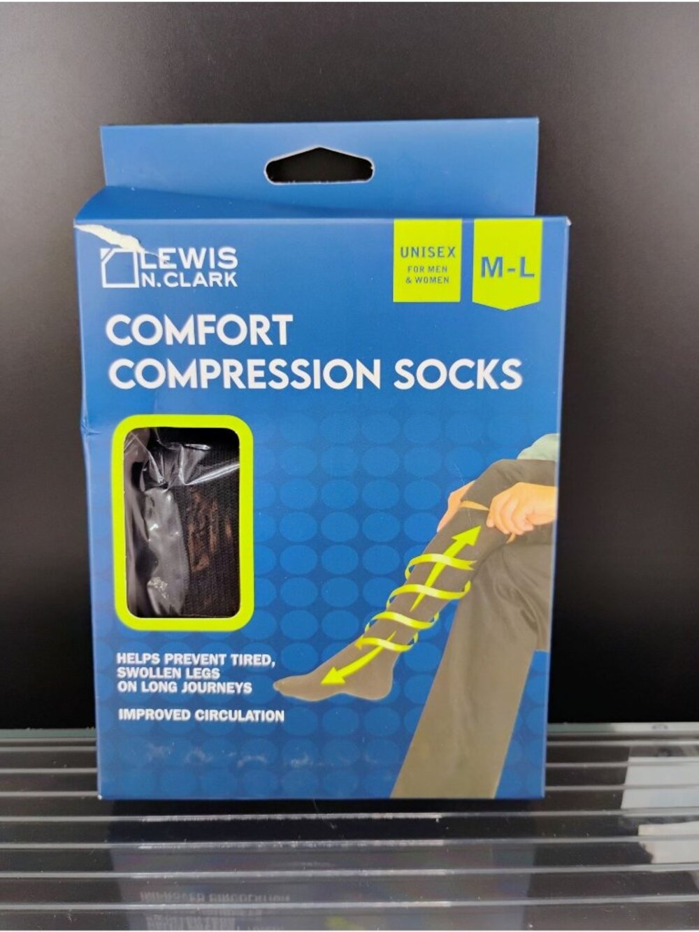 Lewis N. Clark Unisex Comfort Compression Socks M-L Black